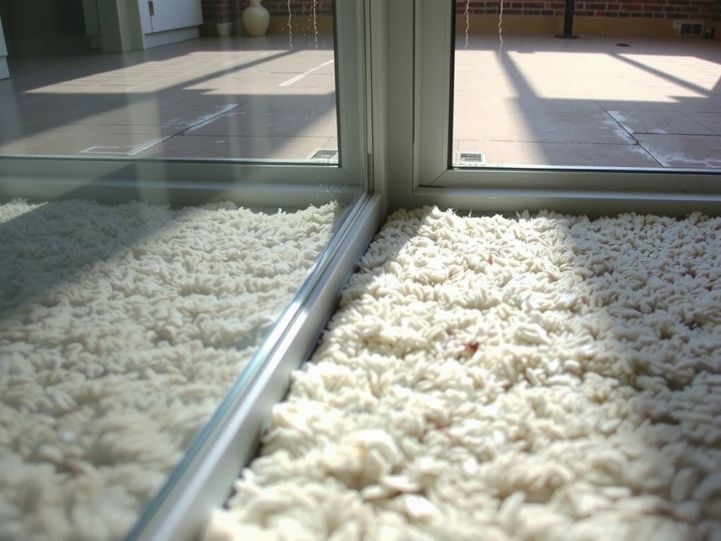 Fereastră curată și covor proaspăt spălat