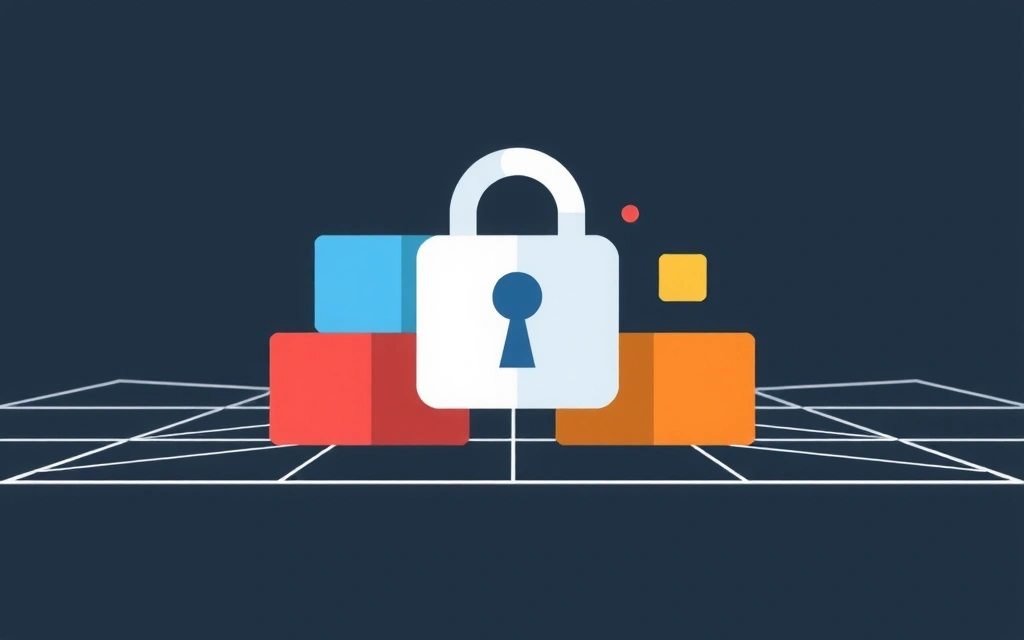 Ilustrație cu un lacăt digital și date securizate, simbolizând confidențialitatea